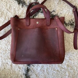 Portland leather Merlot mini crossbody